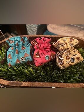 NWT Adorable Handmade Dog Waste bag holders. Clips to leash. 4 designs available